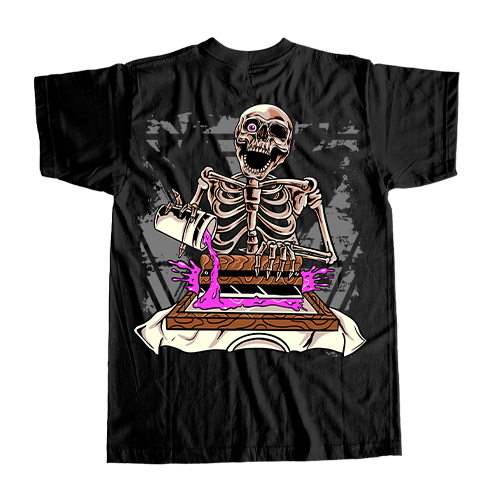Skull Screen Printing Hand T Shirt